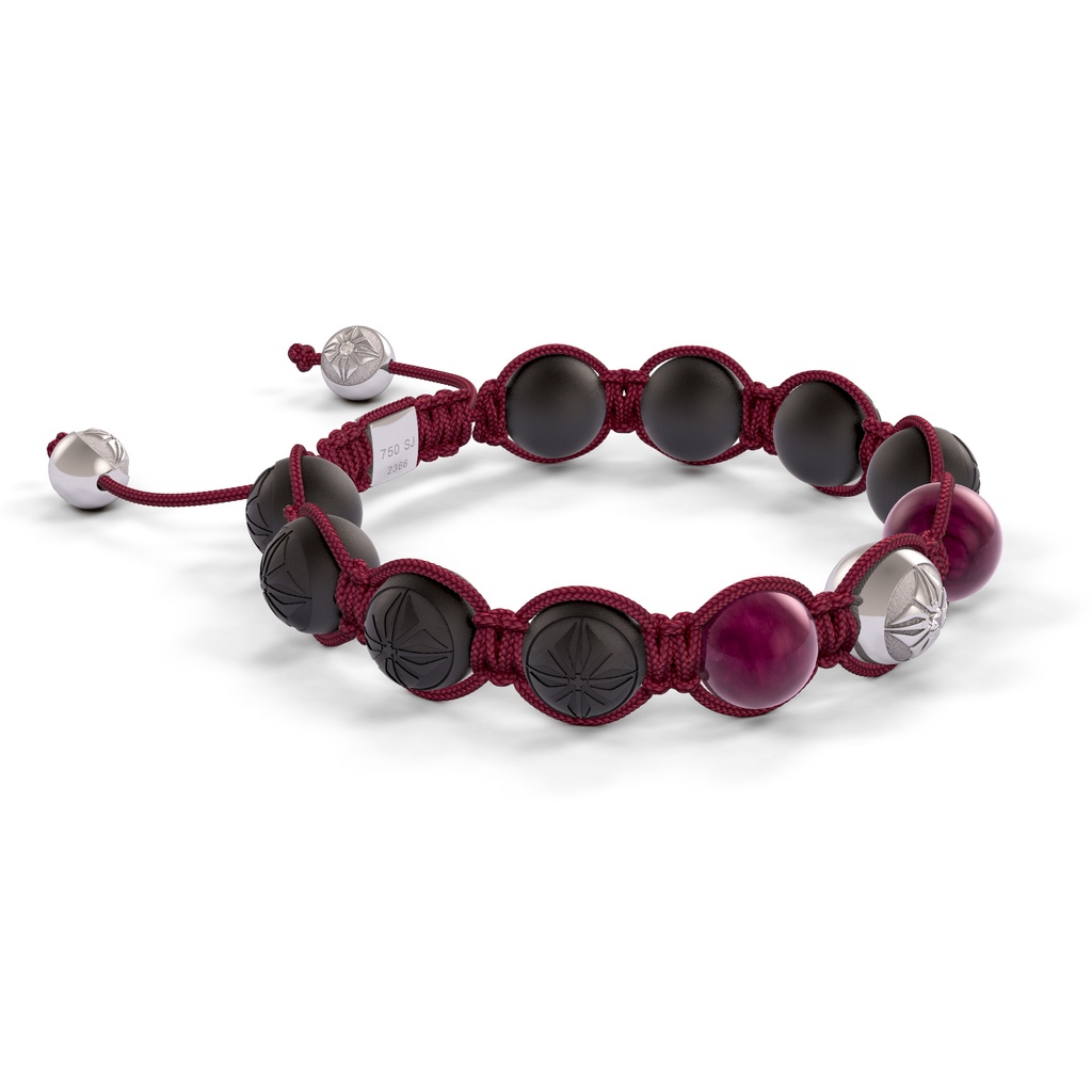 Shamballa Jewels White Gold, Ruby & 10mm Bead Braided Bracelet (Left View)