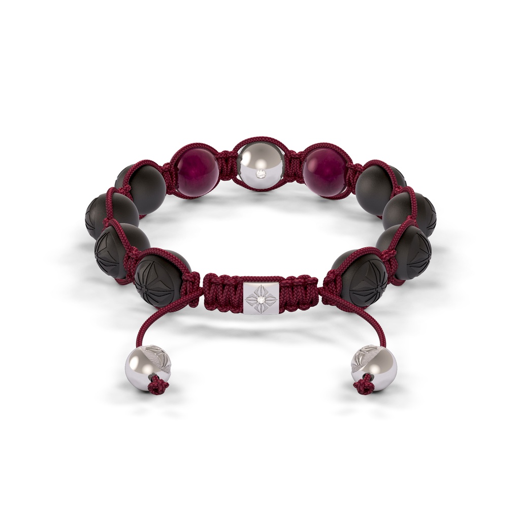 Shamballa Jewels White Gold, Ruby & 10mm Bead Braided Bracelet (Back View)