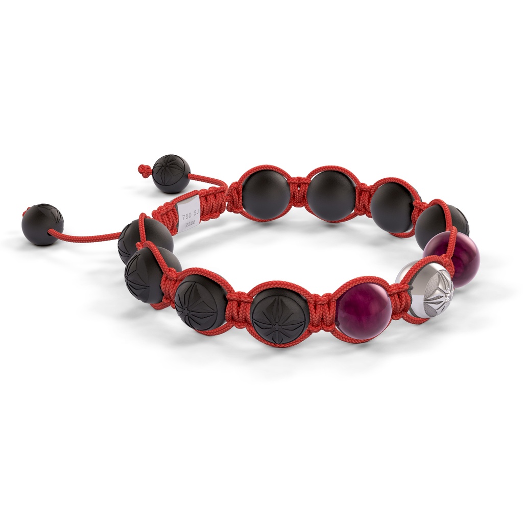 Shamballa Jewels White Gold, Ruby & 10mm Bead Braided Bracelet (Left View)