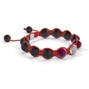 Shamballa Jewels White Gold, Ruby & 10mm Bead Braided Bracelet (Left View)