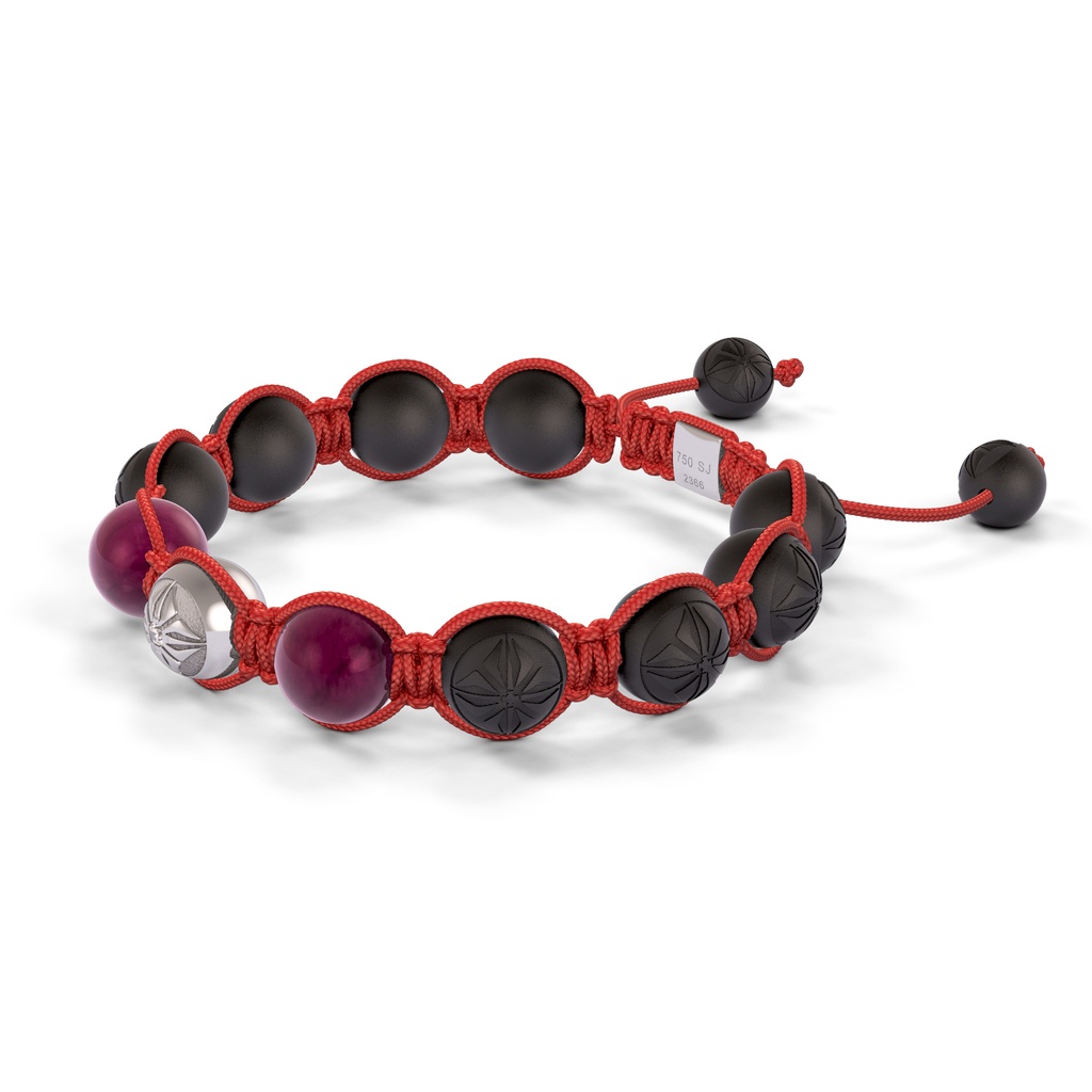 Shamballa Jewels White Gold, Ruby & 10mm Bead Braided Bracelet (Right View)