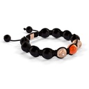 Shamballa Jewels Rose Gold SOS Diamond, Carnelian & Onyx 10mm Bead Braided Bracelet (Left View)