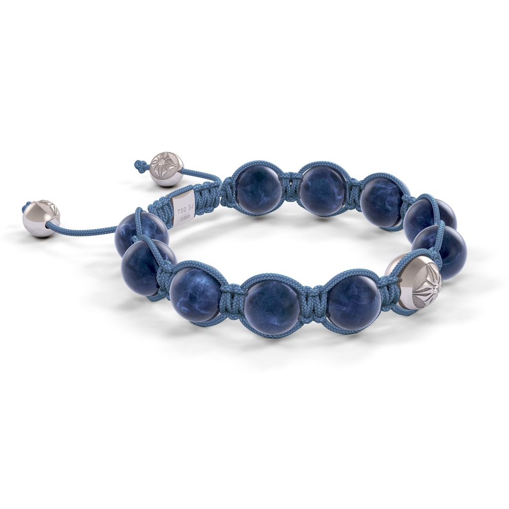 Shamballa Jewels White Gold, Sapphire & Ceramic 10mm Bead Braided Bracelet (Left View)
