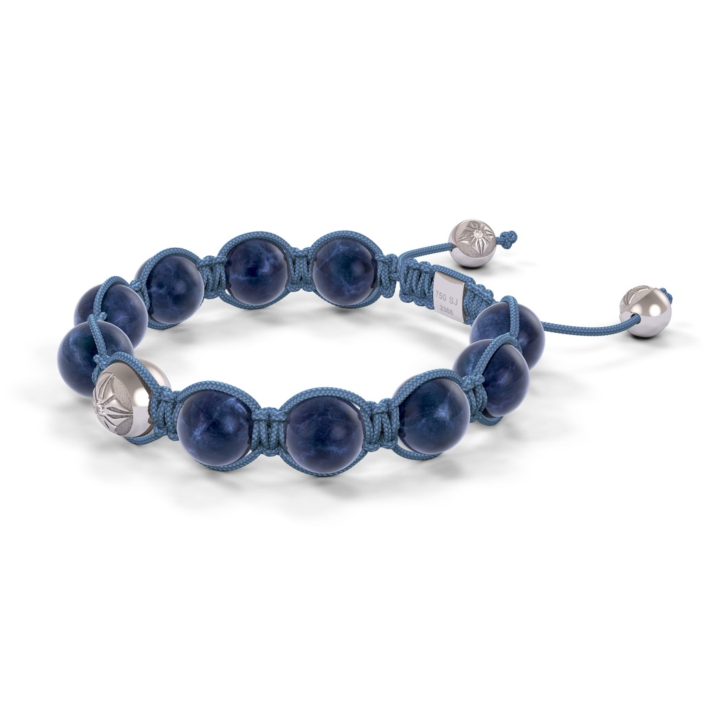 Shamballa Jewels White Gold, Sapphire & Ceramic 10mm Bead Braided Bracelet (Right View)