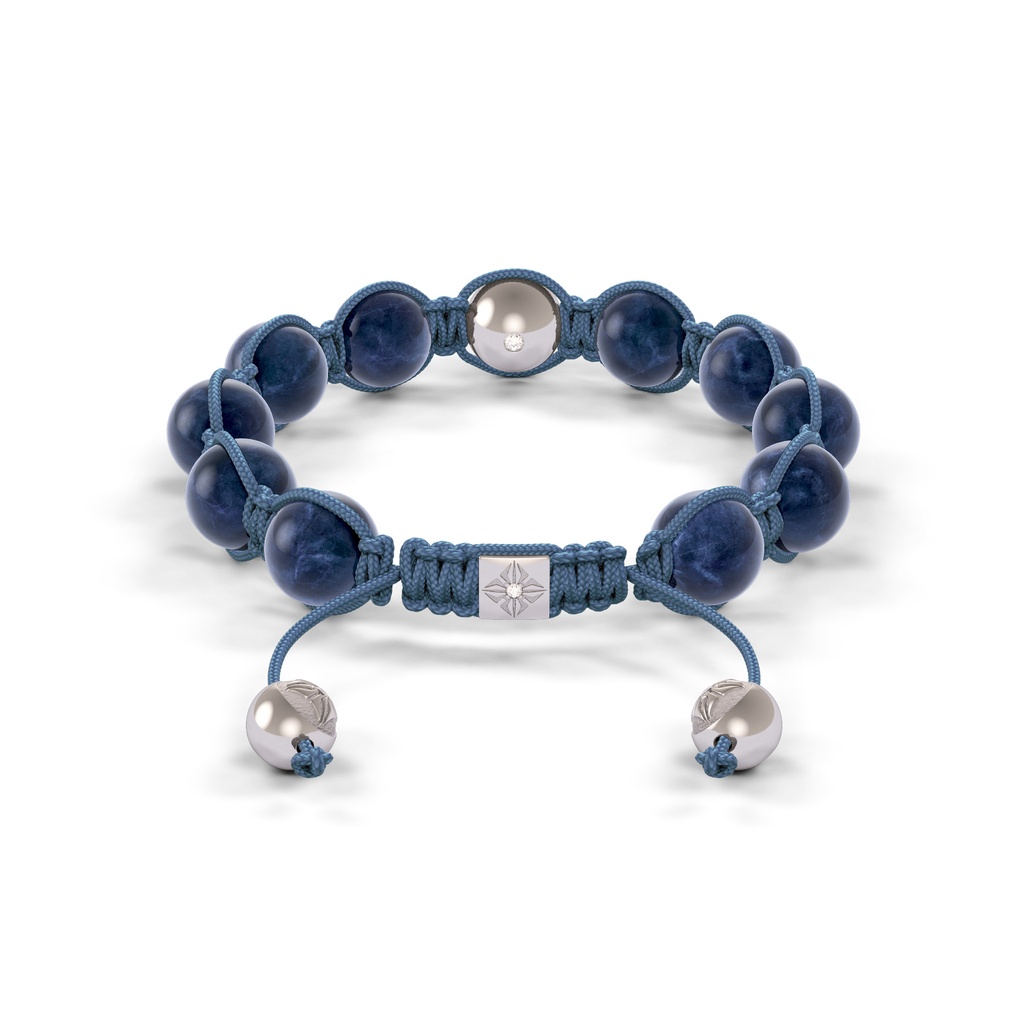 Shamballa Jewels White Gold, Sapphire & Ceramic 10mm Bead Braided Bracelet (Back View)