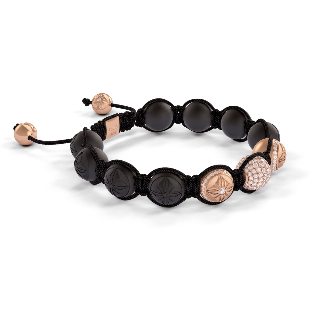Shamballa Jewels Rose Gold Pave Diamond, & Ceramic 10mm Bead Braided Bracelet (Left View)