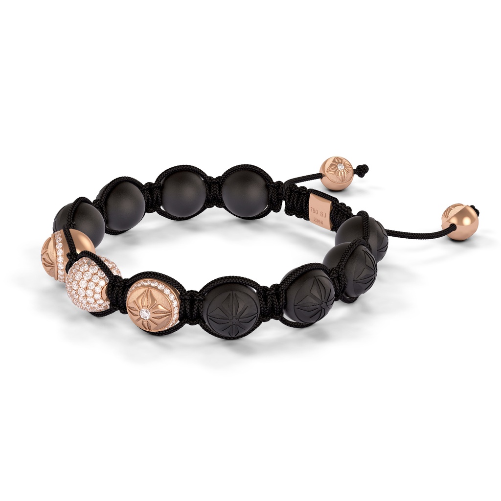 Shamballa Jewels Rose Gold Pave Diamond, & Ceramic 10mm Bead Braided Bracelet (Right View)