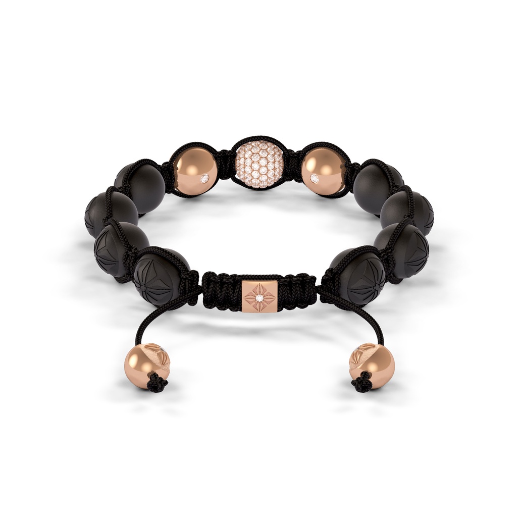 Shamballa Jewels Rose Gold Pave Diamond, & Ceramic 10mm Bead Braided Bracelet (Back View)