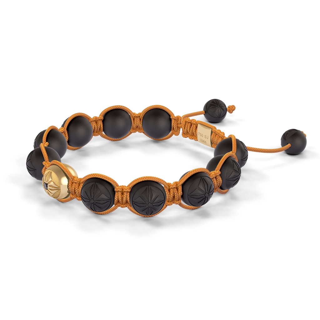 Shamballa Jewels Yellow Gold & Ceramic 10mm Bead Braided Bracelet (Right View)