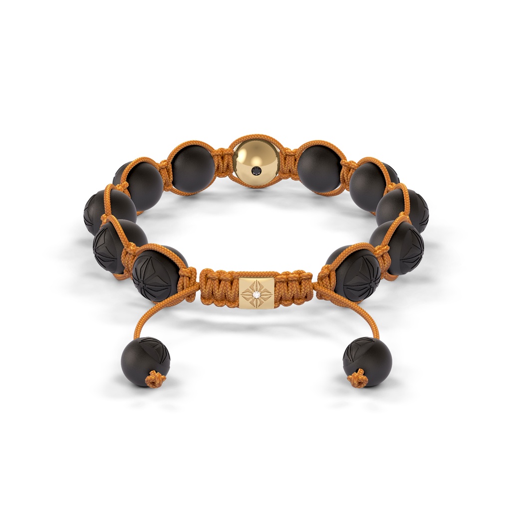 Shamballa Jewels Yellow Gold & Ceramic 10mm Bead Braided Bracelet (Back View)