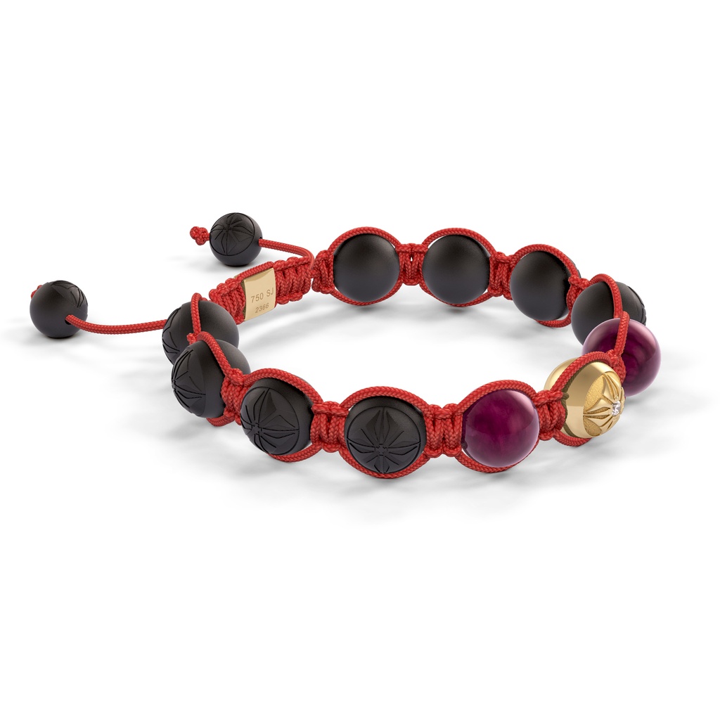 Shamballa Jewels Yellow Gold & Ceramic 10mm Bead Braided Bracelet (Left View)