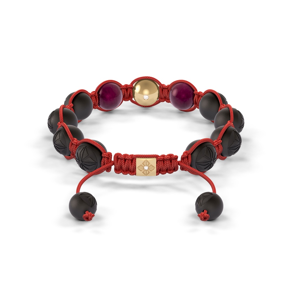 Shamballa Jewels Yellow Gold & Ceramic 10mm Bead Braided Bracelet (Back View)