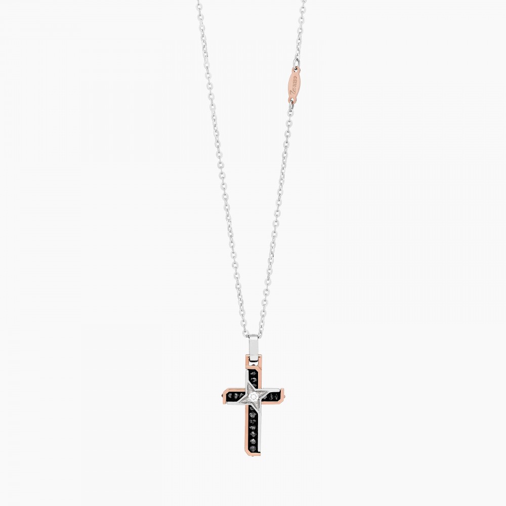 Zancan white gold necklace with cross and diamonds. #2