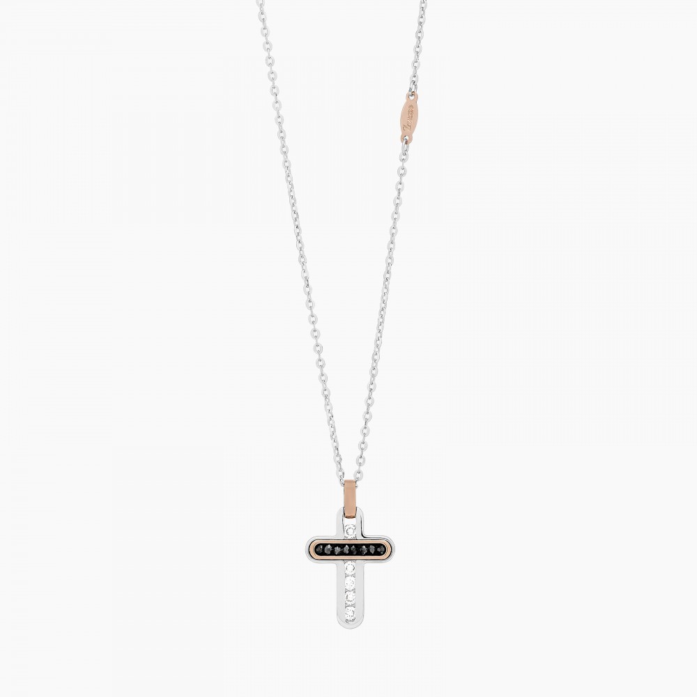 Zancan white gold necklace with cross and diamonds. #2