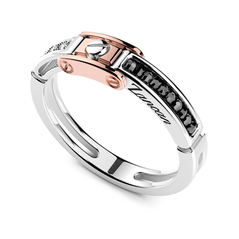 Zancan white and rose gold ring with diamonds. #2