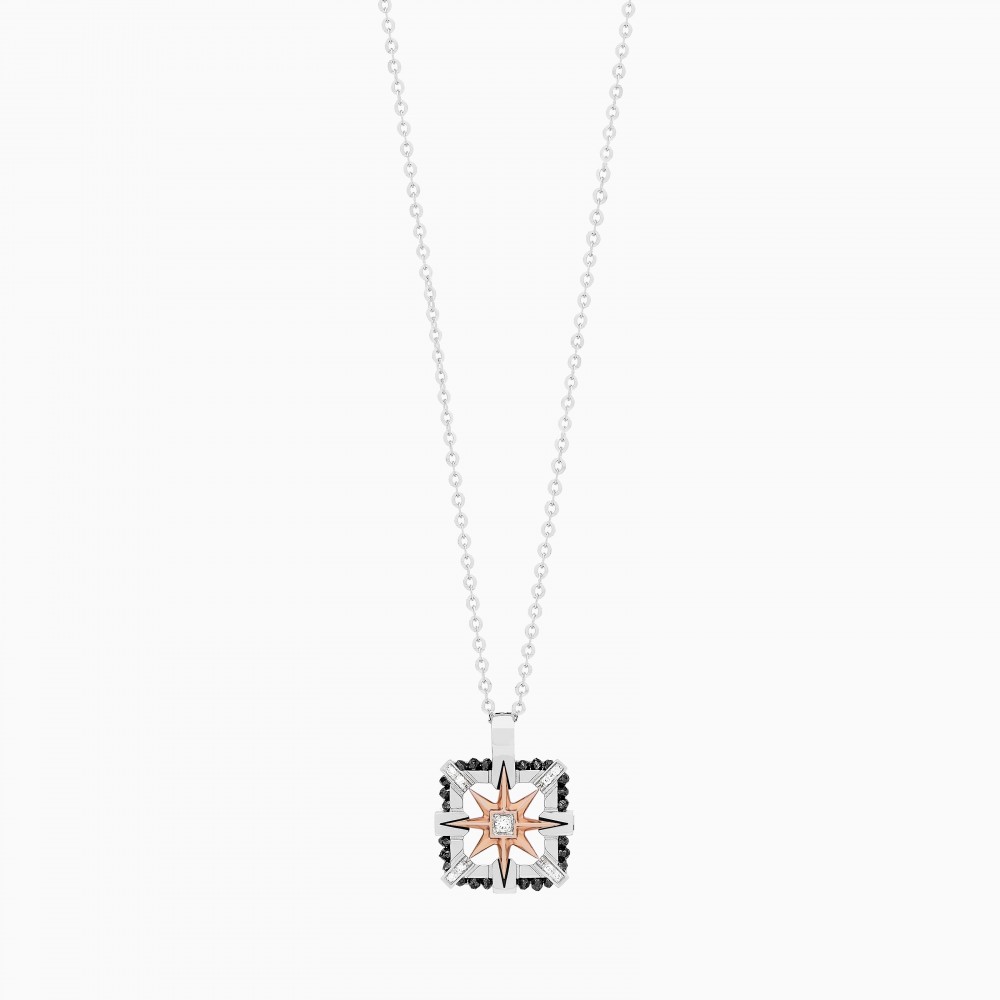 Zancan white gold necklace with iconic wind rose. #2