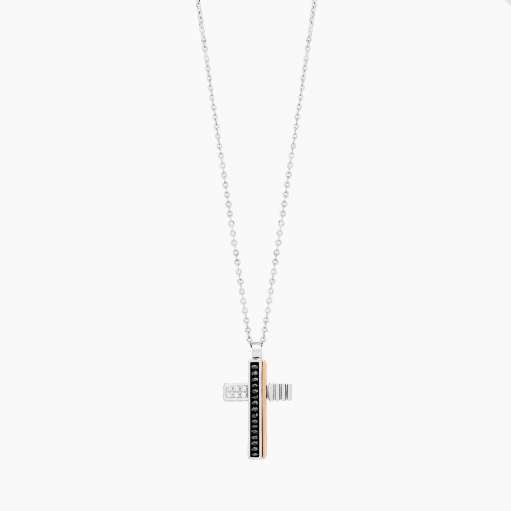 Zancan white gold necklace with cross and diamonds. #2