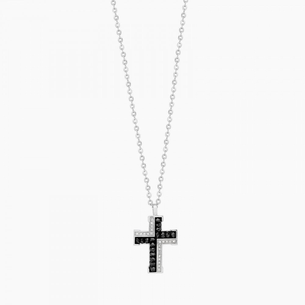Zancan white gold necklace with cross and diamonds. #2