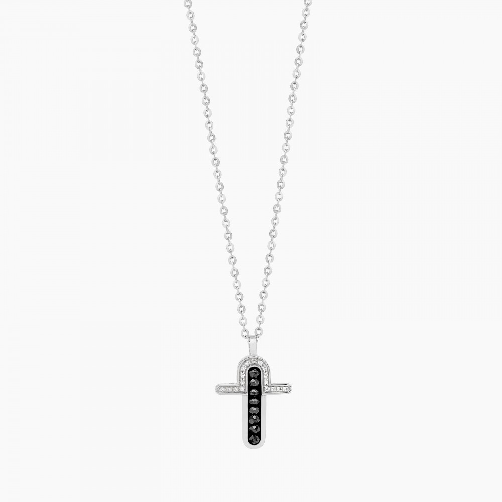 Zancan white gold necklace with cross and diamonds. #2