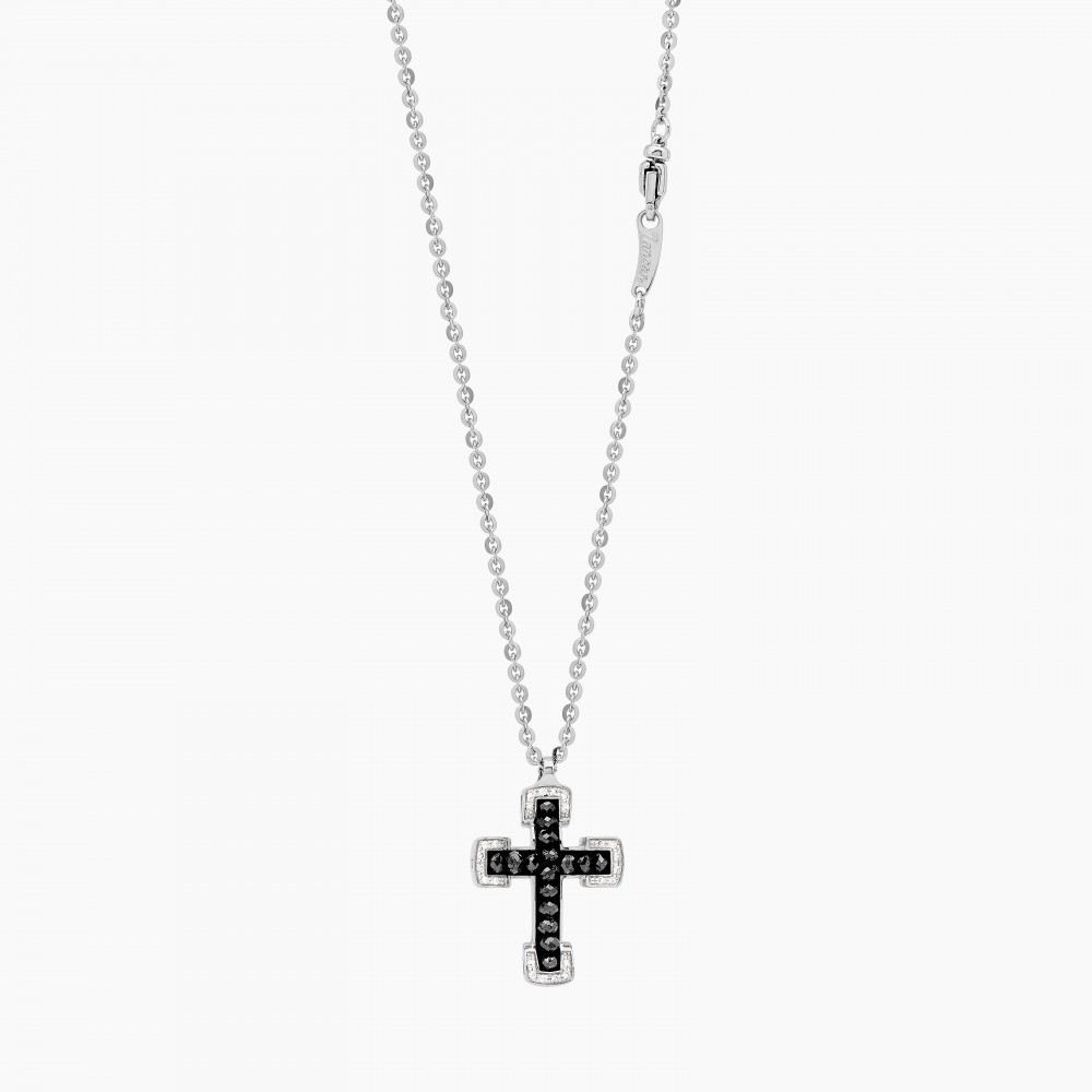 Zancan white gold necklace with cross and diamonds. #2