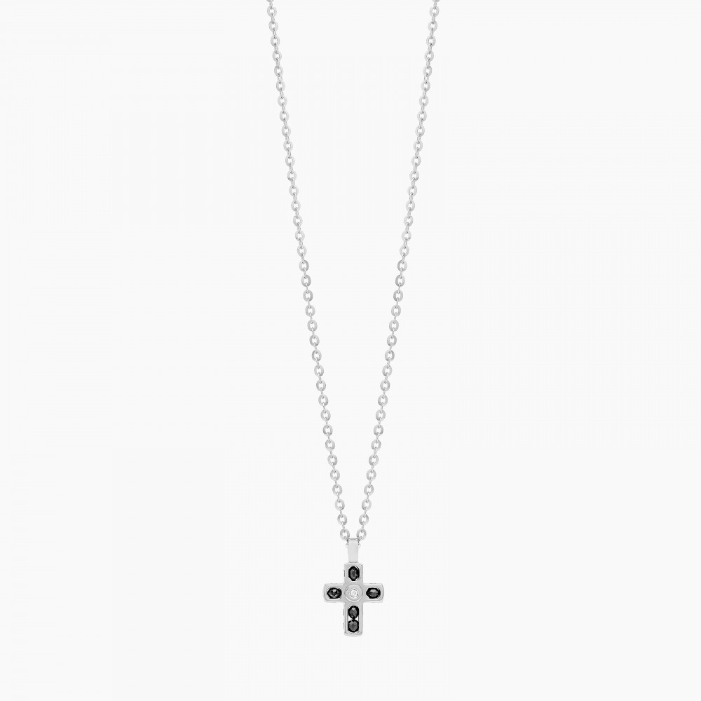 Zancan white gold necklace with cross and diamonds. #2