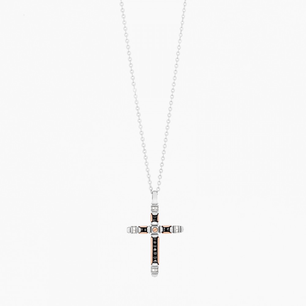 Zancan white gold necklace with cross and diamonds. #2