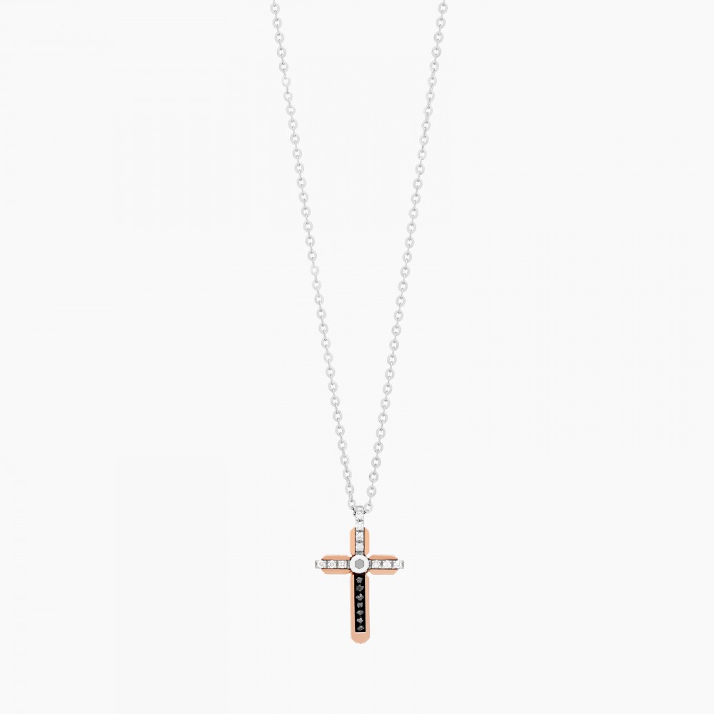 Zancan white gold necklace with cross and diamonds. #2