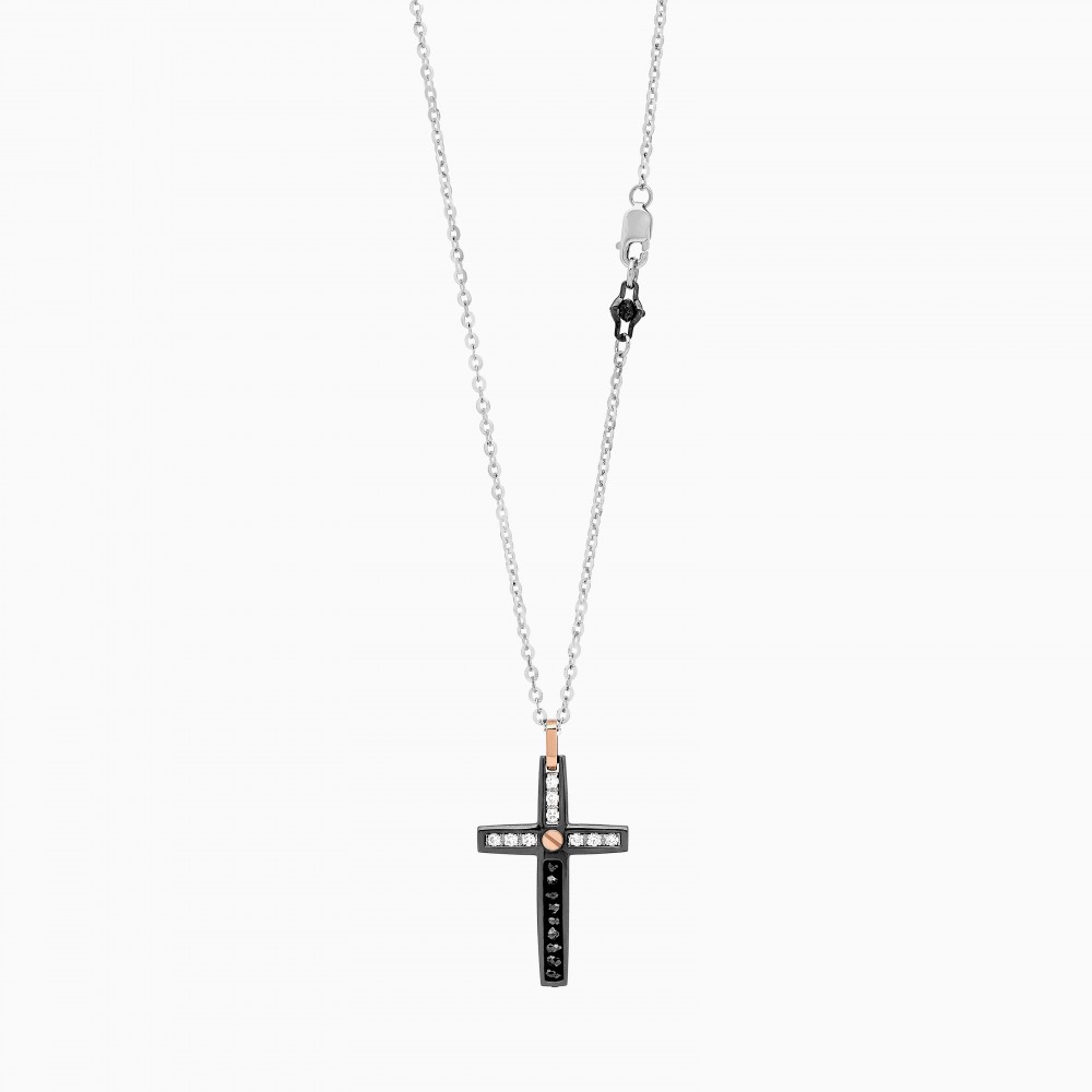 Zancan white gold necklace with cross and diamonds. #2
