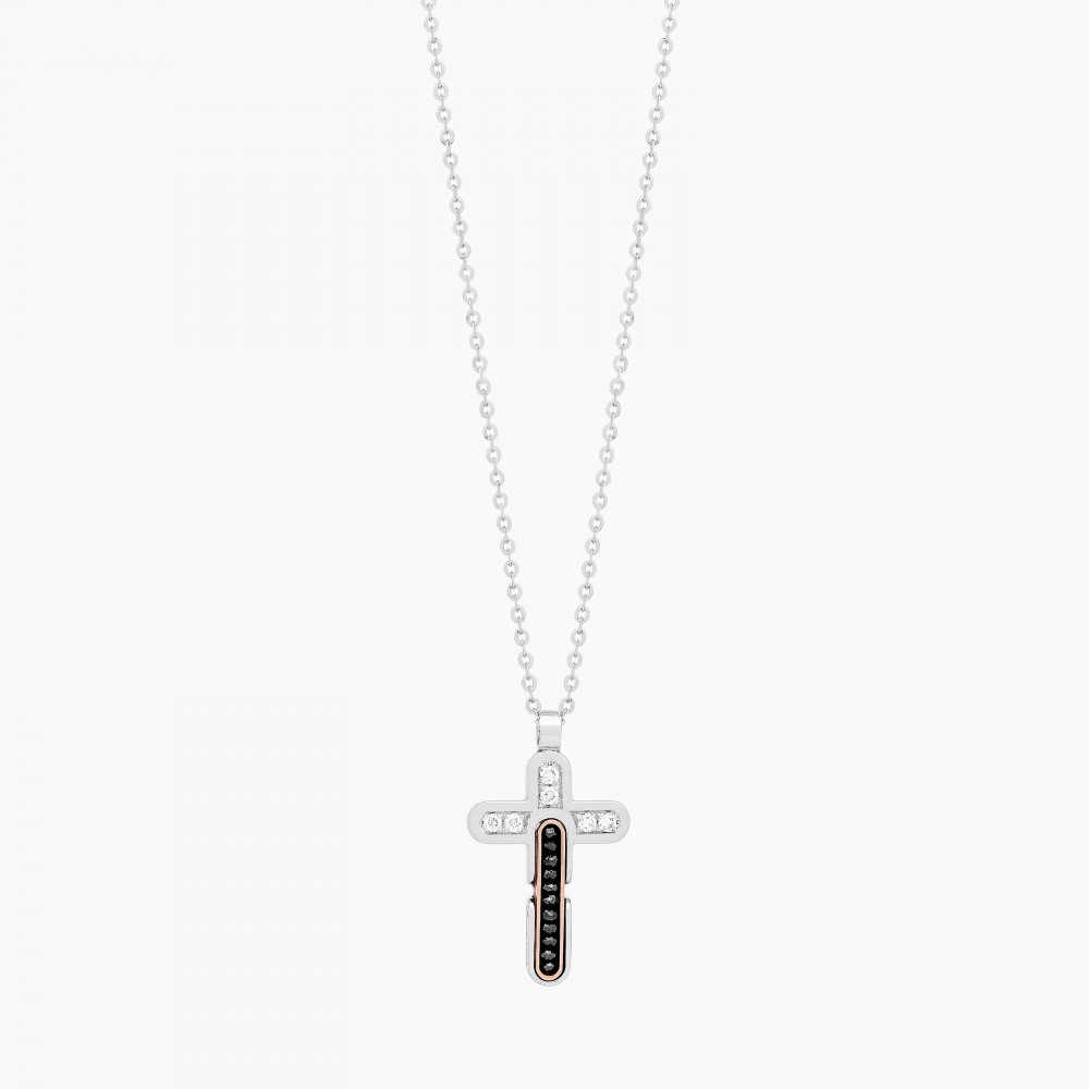 Zancan white gold necklace with cross and diamonds. #2