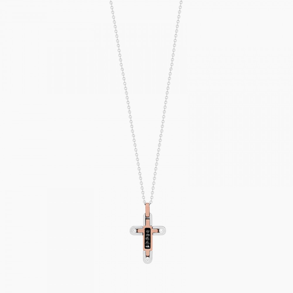 Zancan white gold necklace with cross and diamonds. #2