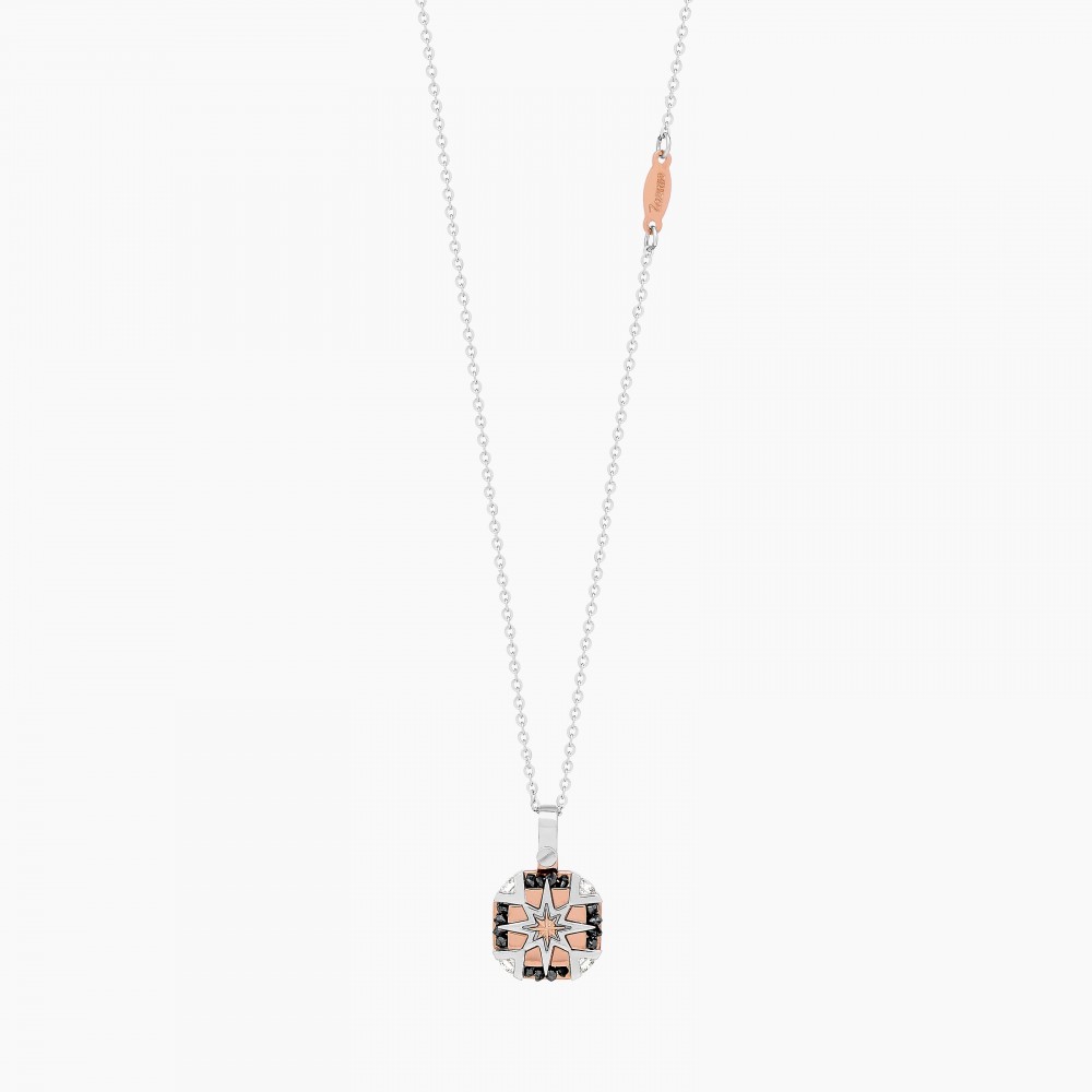 Zancan white gold necklace with iconic wind rose. #2