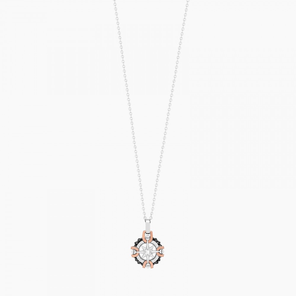 Zancan white gold necklace with iconic wind rose. #2