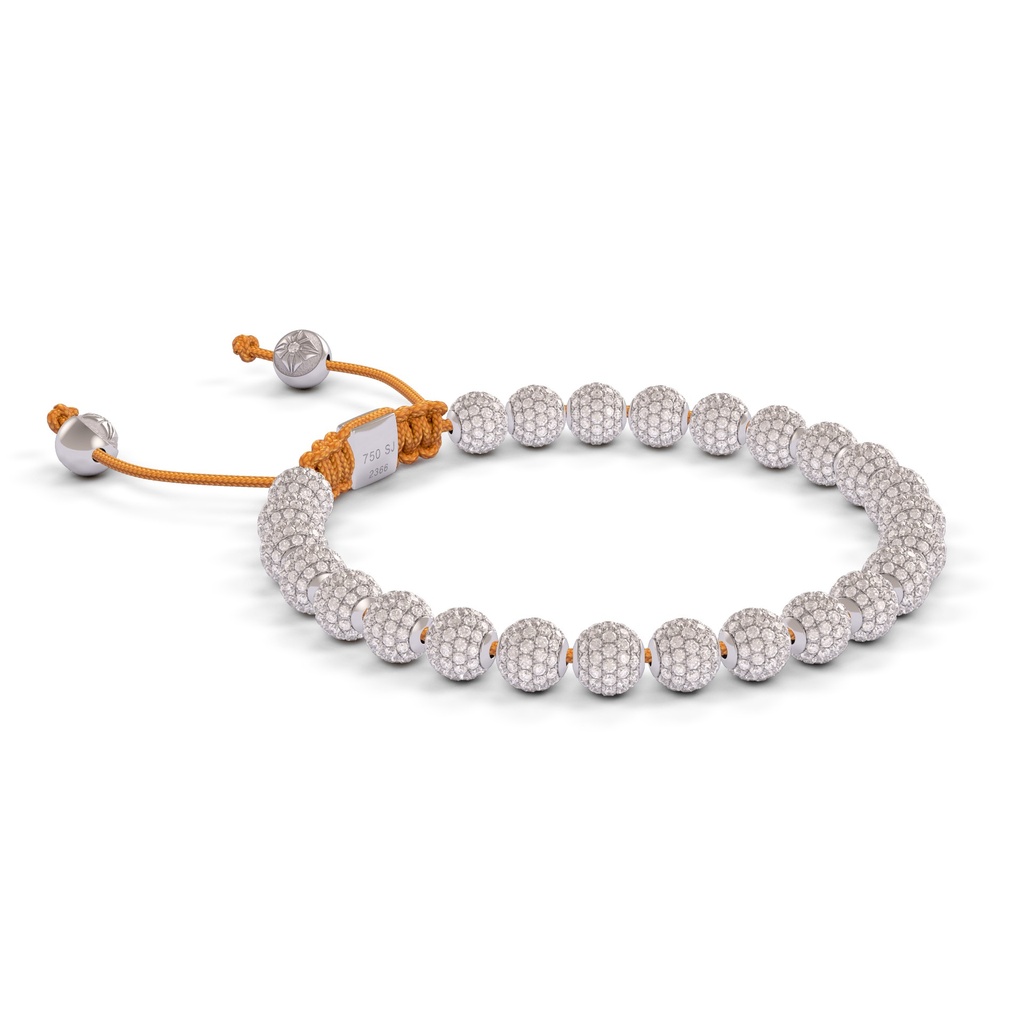 Shamballa Jewels 6mm White Gold Non-Braided Full Diamond Bracelet (Left View)