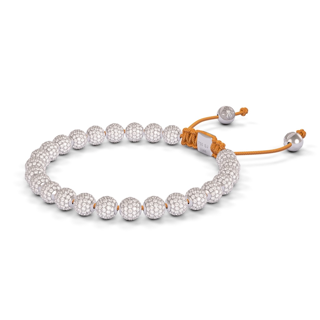 Shamballa Jewels 6mm White Gold Non-Braided Full Diamond Bracelet (Right View)