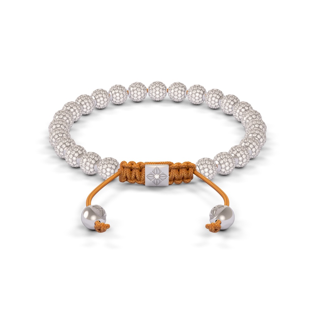 Shamballa Jewels 6mm White Gold Non-Braided Full Diamond Bracelet (Back View)