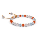 Shamballa Jewels 6mm White Gold Non-Braided Diamond, Carnelian & Aqua Bracelet (Left View)