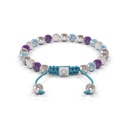 Shamballa Jewels 6mm White Gold Non-Braided Diamond, Amethyst & Aqua Bracelet (Back View)