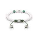 Shamballa Jewels 6mm White Gold Non-Braided Diamond, Emerald & Ceramic Bracelet (Back View)