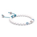 Shamballa Jewels 6mm White Gold Non-Braided Diamond, Aqua & Ceramic Bracelet (Left View)