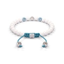 Shamballa Jewels 6mm White Gold Non-Braided Diamond, Aqua & Ceramic Bracelet (Back View)