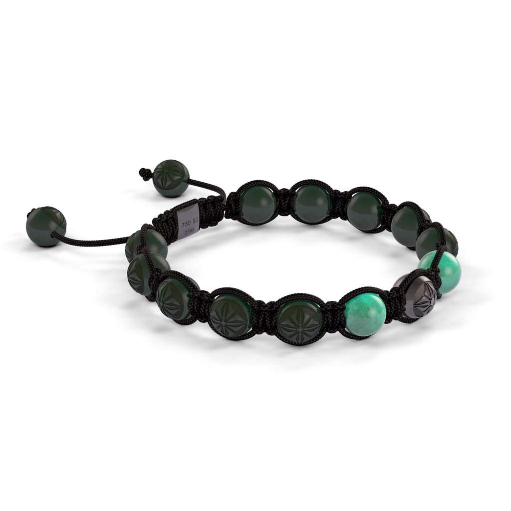 Shamballa Jewels 8mm Black Gold & Emerald Shamballa Braided Bracelet (Left View)