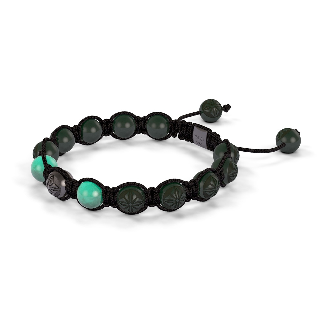 Shamballa Jewels 8mm Black Gold & Emerald Shamballa Braided Bracelet (Right View)