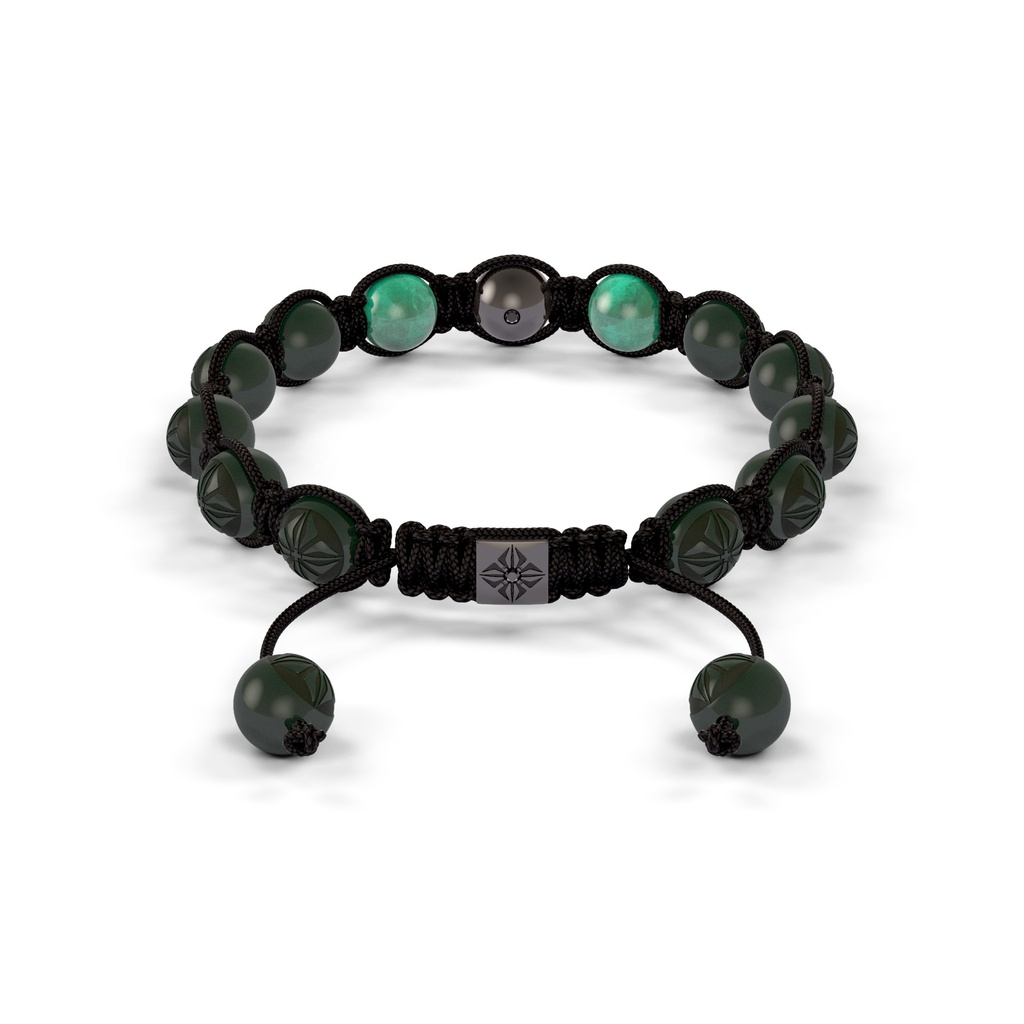 Shamballa Jewels 8mm Black Gold & Emerald Shamballa Braided Bracelet (Back View)