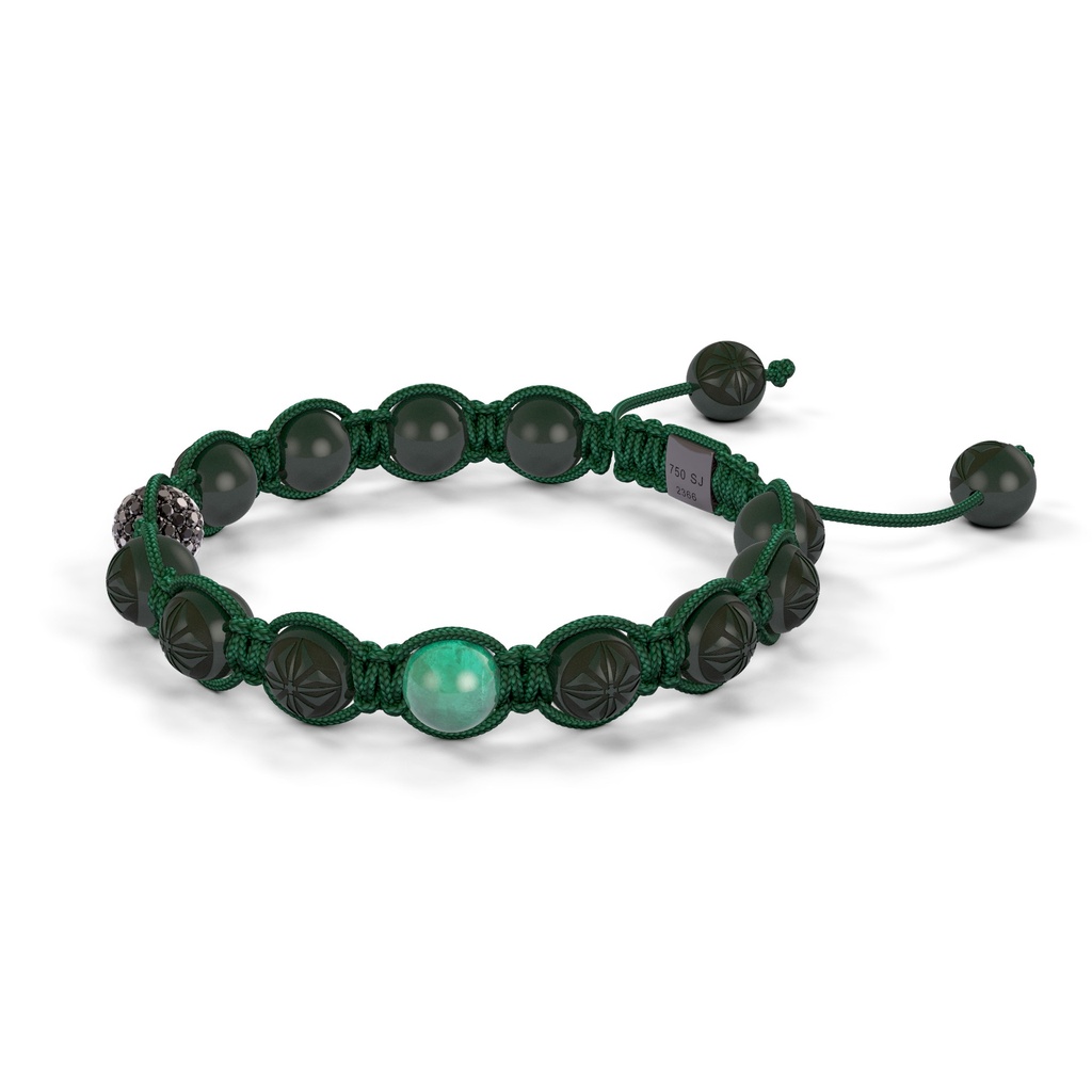 Shamballa Jewels 8mm Black Gold, Black Diamond & Emerald Shamballa Braided Bracelet (Right View)