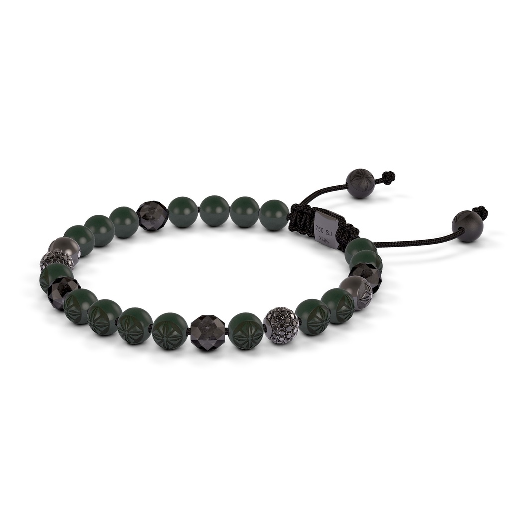 Shamballa Jewels 6mm Black Gold, Black Diamond & Ceramic Non-Braided Shamballa Bracelet (Right View)