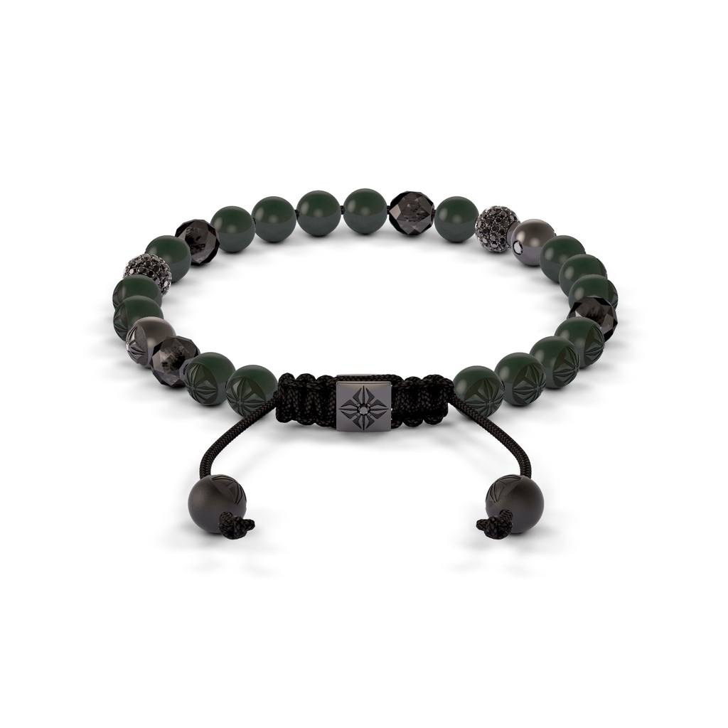 Shamballa Jewels 6mm Black Gold, Black Diamond & Ceramic Non-Braided Shamballa Bracelet (Back View)