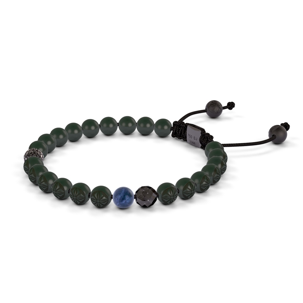 Shamballa Jewels 6mm Black Gold, Black Diamond & Blue Sapphire Non-Braided Shamballa Bracelet (Right View)