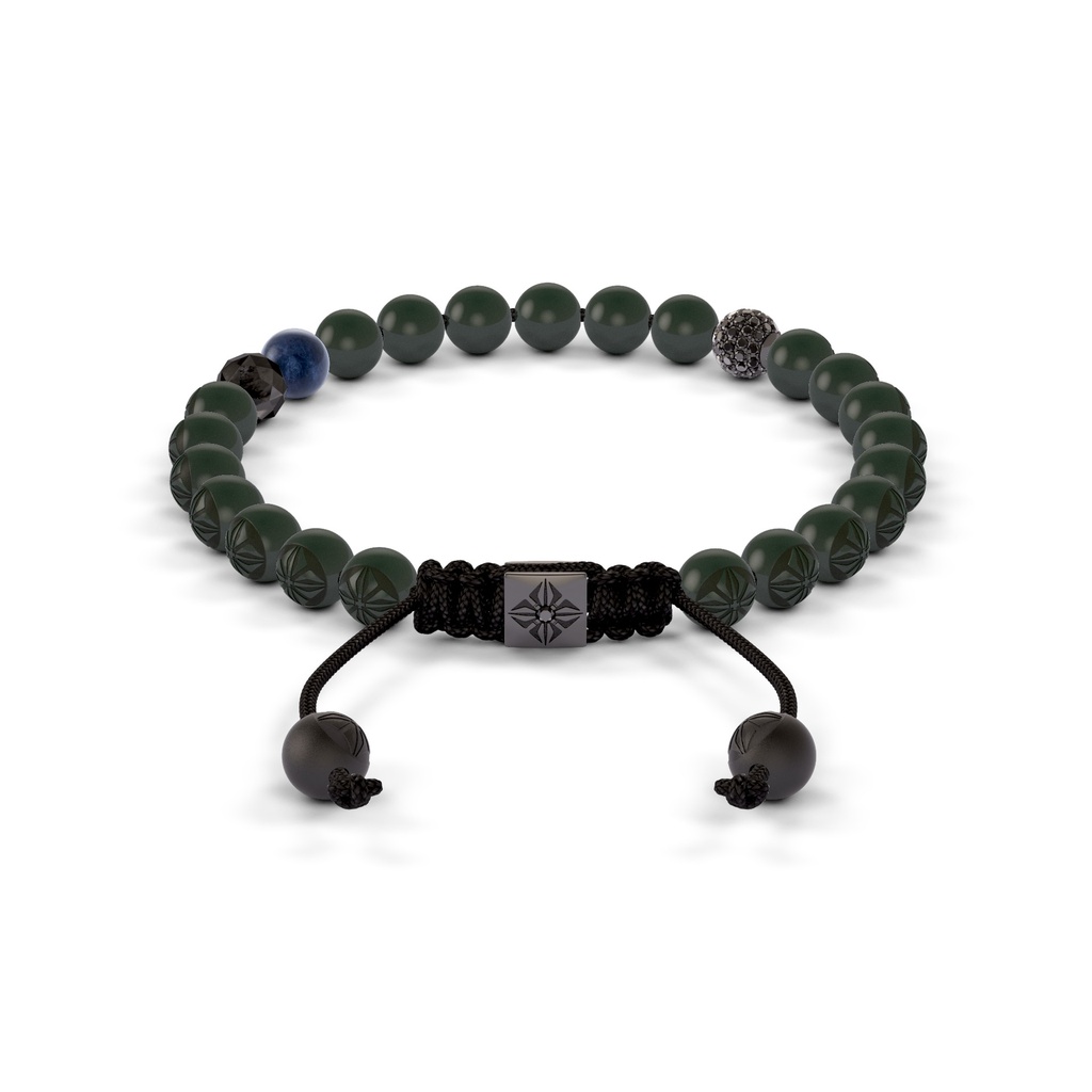 Shamballa Jewels 6mm Black Gold, Black Diamond & Blue Sapphire Non-Braided Shamballa Bracelet (Back View)