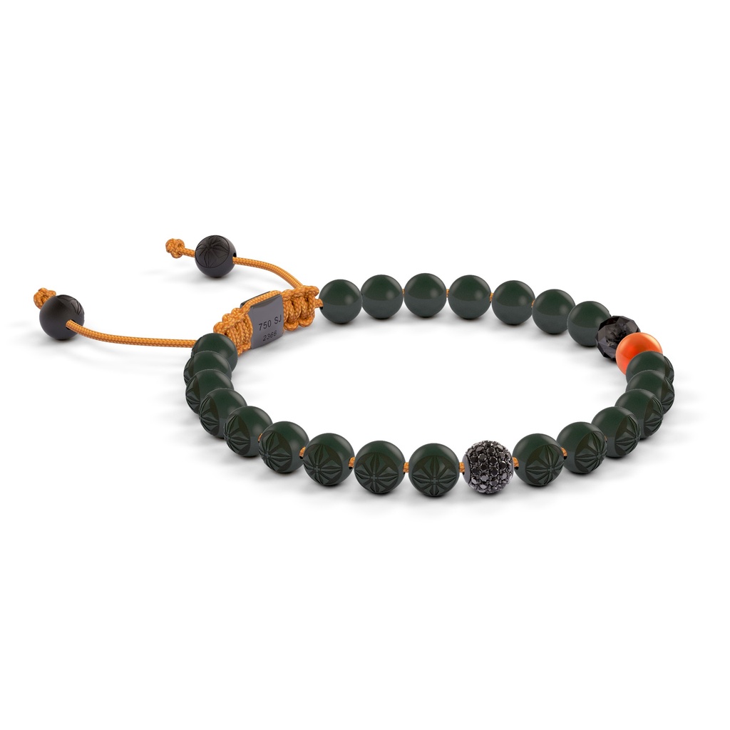 Shamballa Jewels 6mm Black Gold, Black Diamond & Carnelian Non-Braided Shamballa Bracelet (Left View)