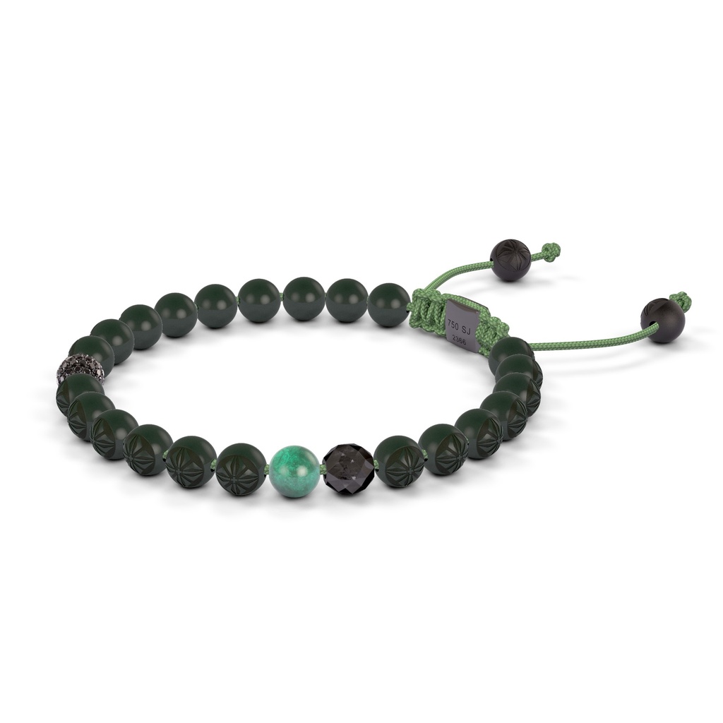 Shamballa Jewels 6mm Black Gold, Black Diamond & Emerald Non-Braided Shamballa Bracelet (Right View)